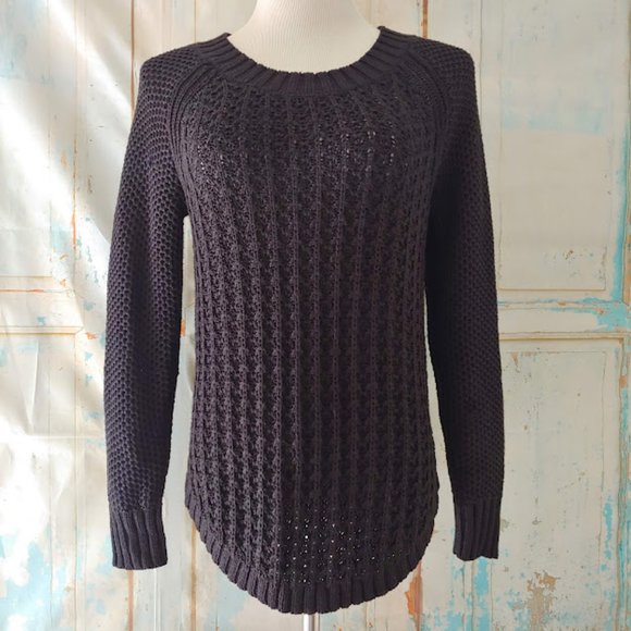 Calvin Klein long sleeve crew neck scoop side thick woven texture sweater/M/blk - Picture 1 of 9